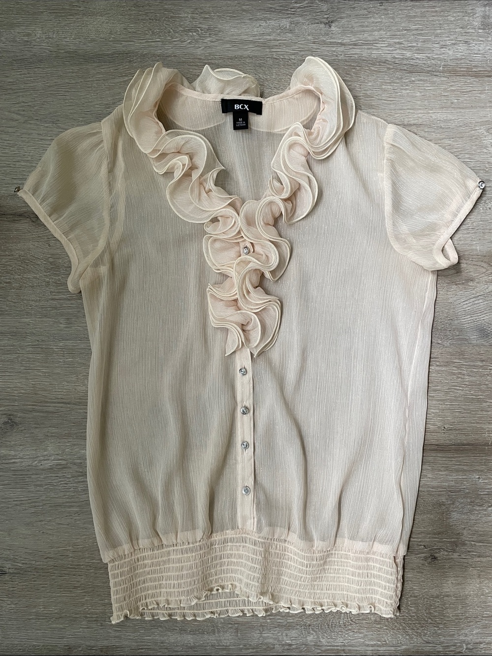 BCX | ruffle sheer blouse size medium